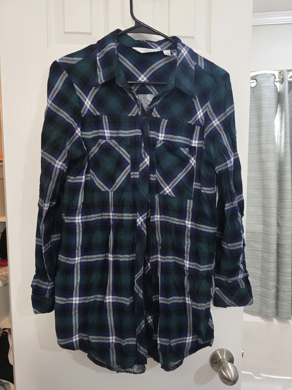 Great Northwest Clothing Company Girls Blue & Green Plaid Button-Front Shirt